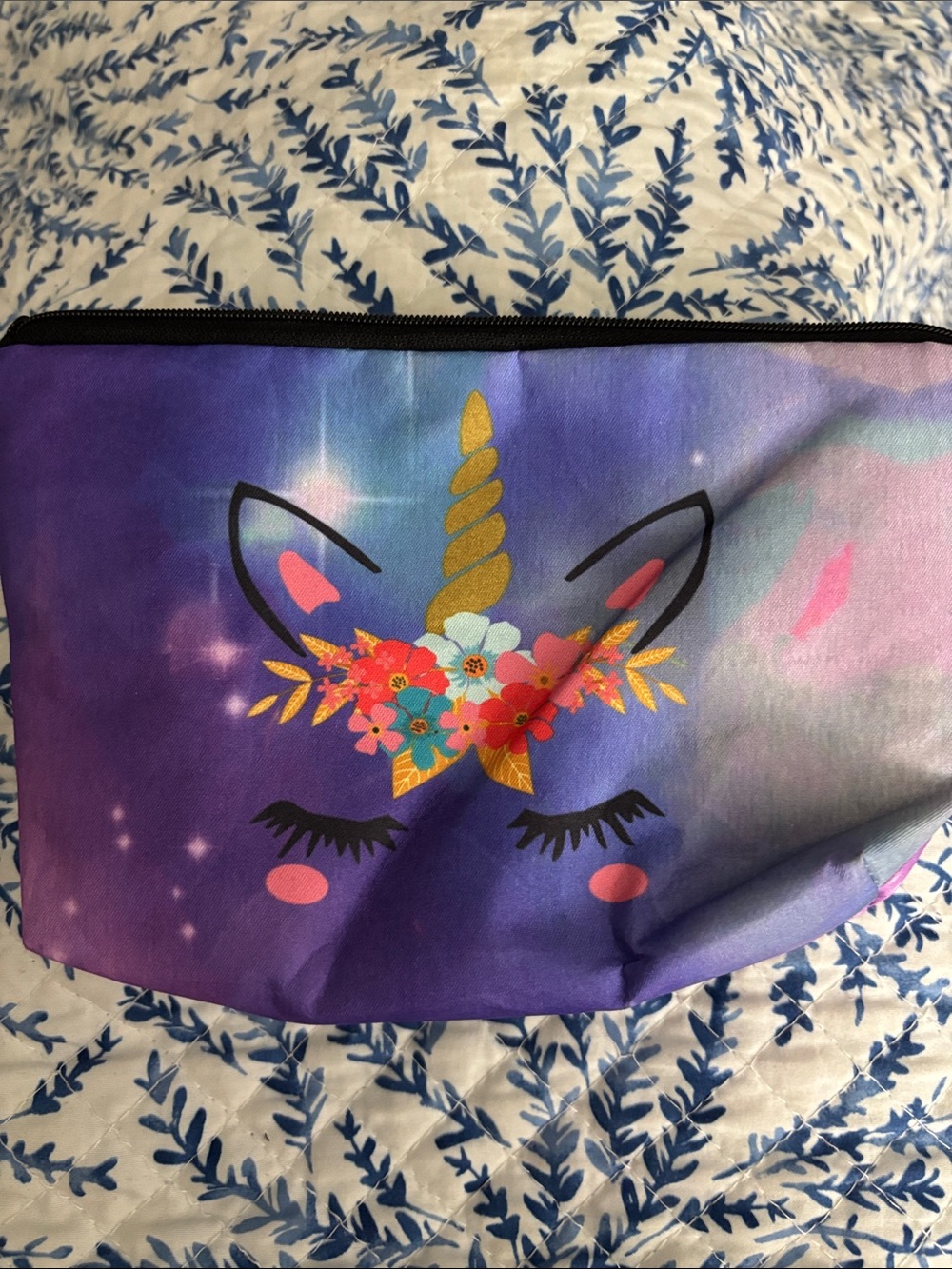Unicorn Galaxy Cosmetic Bag Cute Makeup Pouch Travel Case Purple